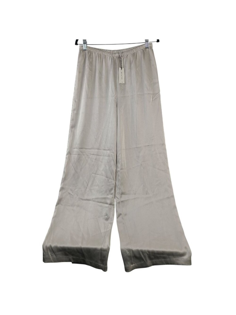 NEW Babaton Archer Matte Pearl Wide-Leg Satin Pants Elastic Waist Size M